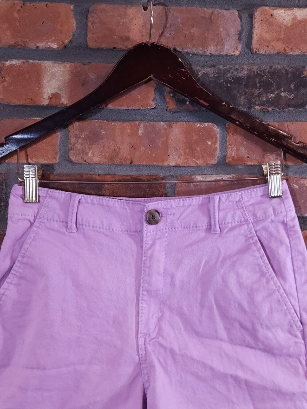LOFT High Rise Washed Twill Flat Front 3.5" Chino Shorts in Purple Women's 0 - Picture 3 of 6